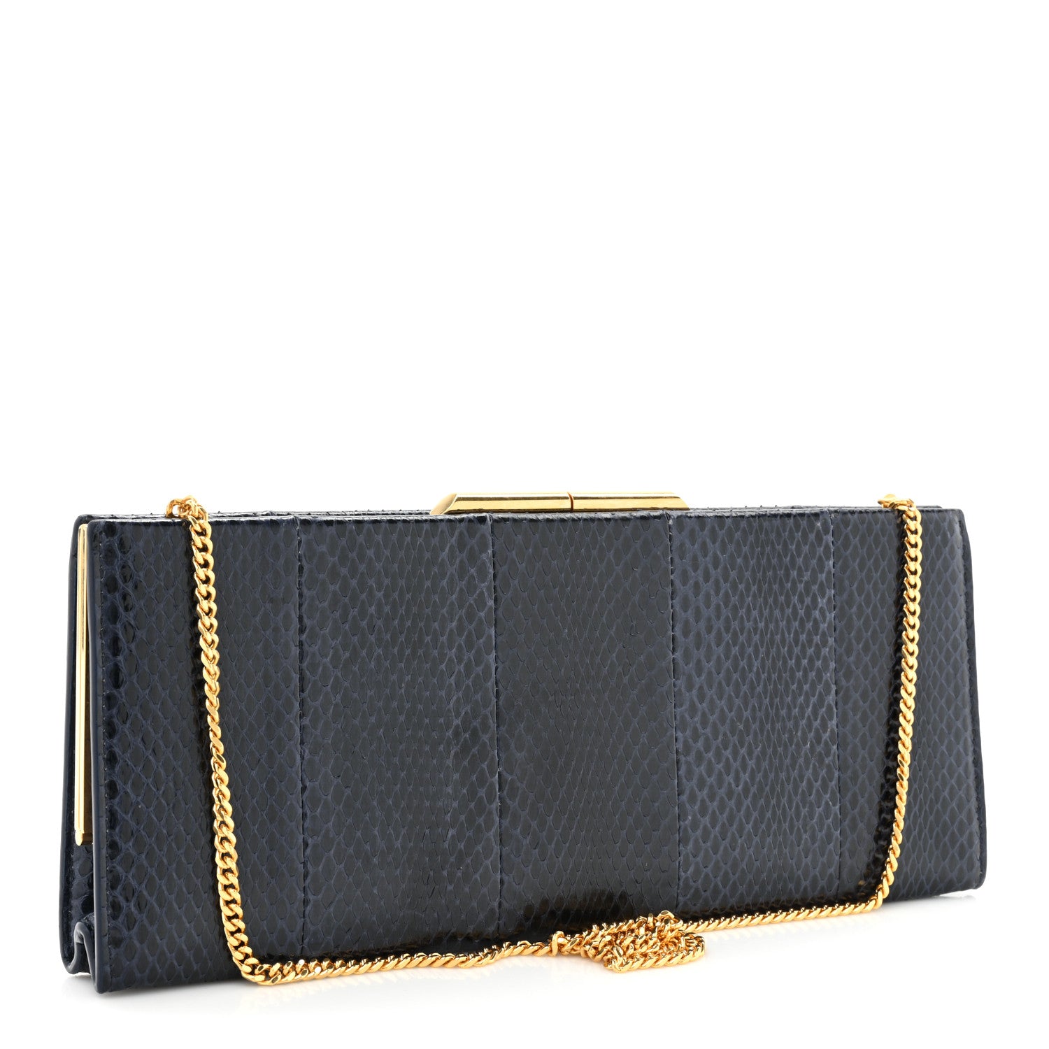 Saint Laurent Snakeskin Midnight Clutch Black 3 of 15