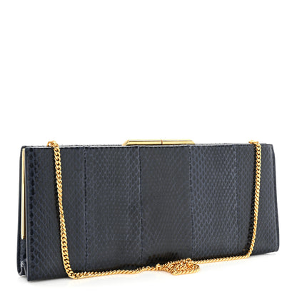 Saint Laurent Snakeskin Midnight Clutch Black 3 of 15