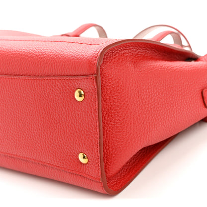 Salvatore Ferragamo Hammered Calfskin Double Handle Small Amy Tote Flame Red Jasmine Flower 9 of 9