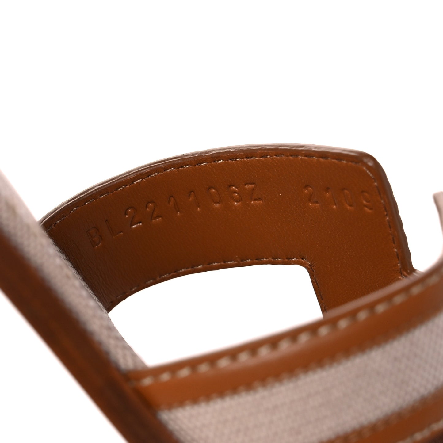 Calfskin Canvas Oran Sandals 39 Noisette Beige Dore