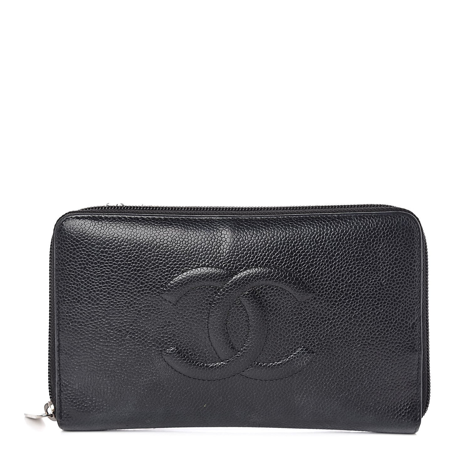 Caviar Large Timeless CC Zip Around Wallet Black