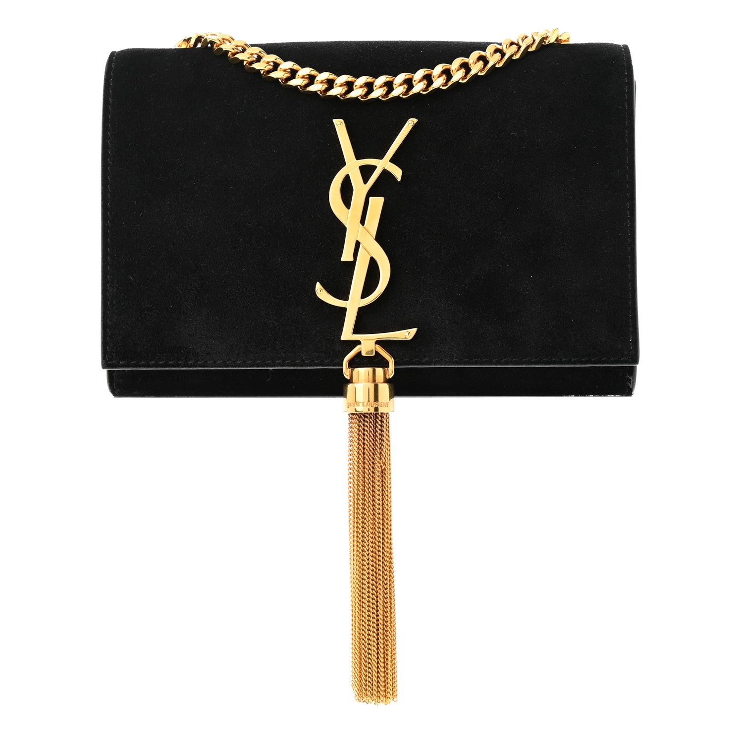 Saint Laurent Suede Small Classic Monogram Kate Tassel Satchel Black 1 of 10