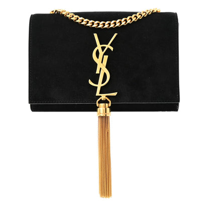 Saint Laurent Suede Small Classic Monogram Kate Tassel Satchel Black 1 of 10