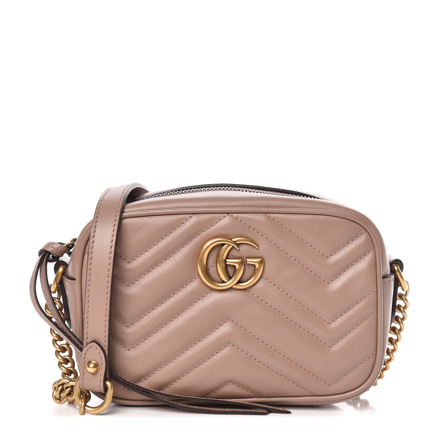 Calfskin Matelasse Mini GG Marmont Chain Shoulder Bag Nude