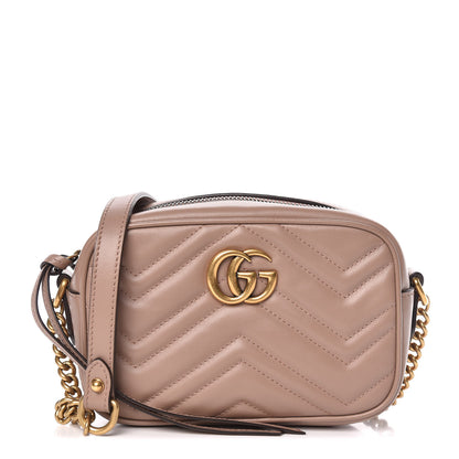 Gucci Calfskin Matelasse Mini GG Marmont Chain Shoulder Bag Nude 1 of 9
