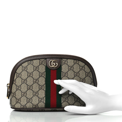 Gucci GG Supreme Monogram Textured Calfskin Web Large Ophidia Cosmetic Case Beige Ebony New Acero 2 of 10