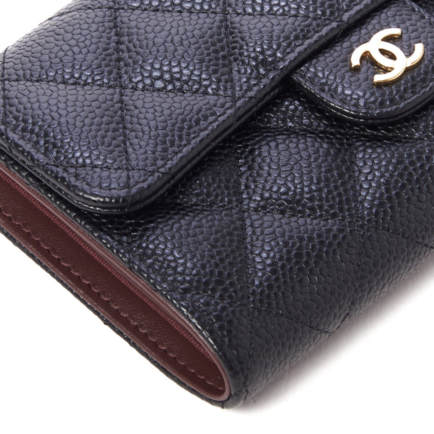 Caviar Quilted Medium Flap Wallet Black