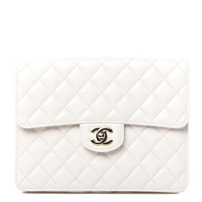 Chanel Caviar Quilted Square Flap Clutch White 1 of 8