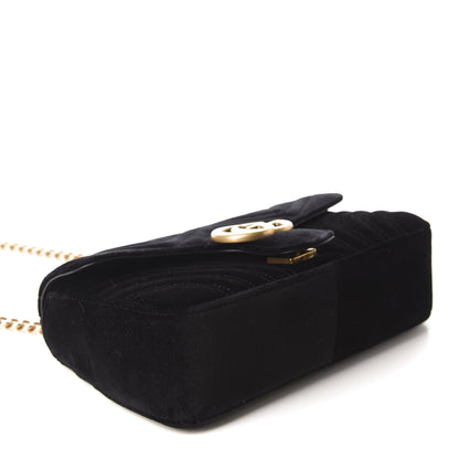 Gucci Velvet Matelasse Small GG Marmont Shoulder Bag Black 4 of 10