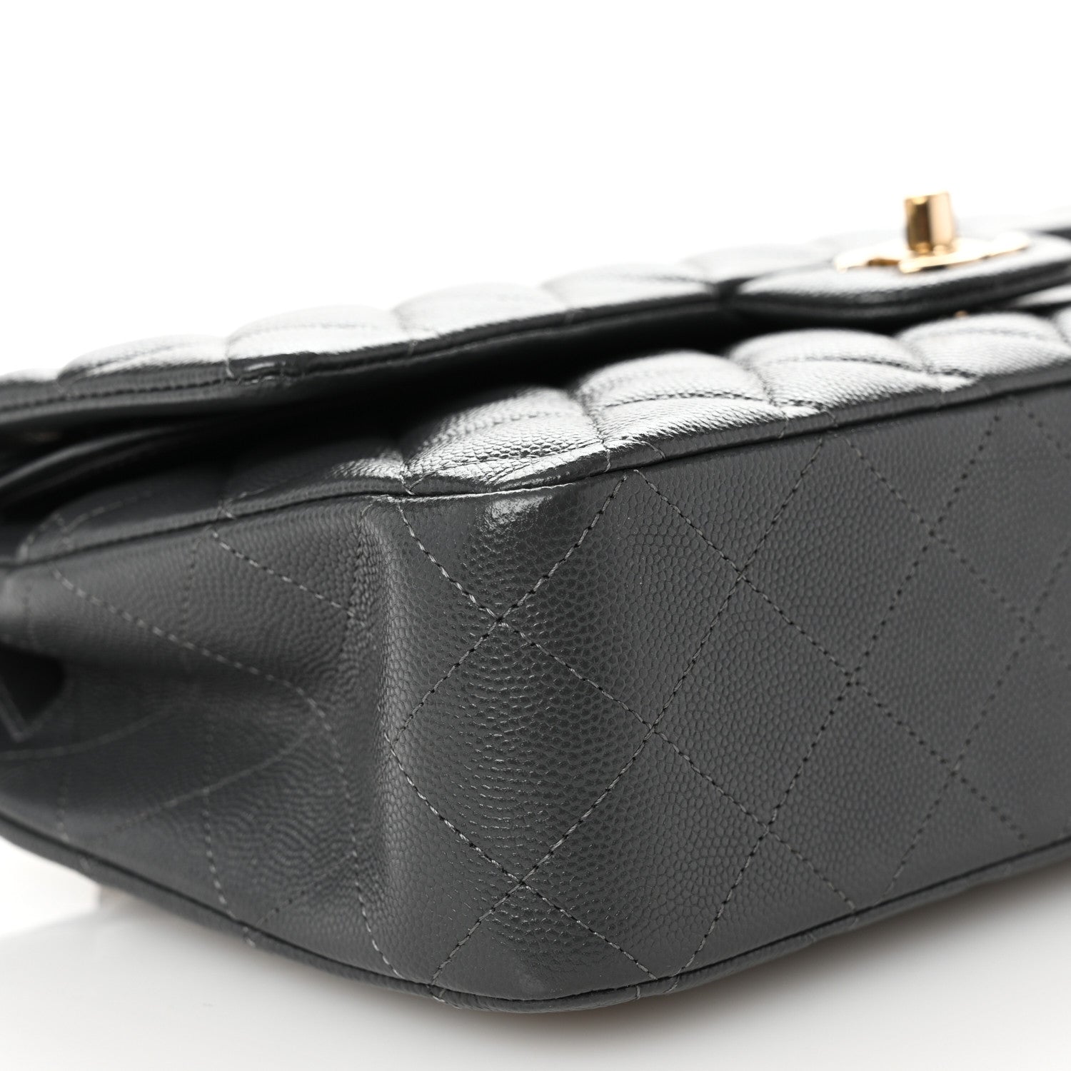 Chanel Caviar Quilted Medium Double Flap Dark Grey 9 of 10