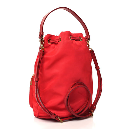 Prada Saffiano Tessuto Nylon Mini Bucket Crossbody Bag Rosso 3 of 11