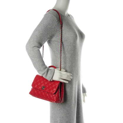 Chanel Caviar Quilted Mini Coco Handle Flap Red 2 of 7