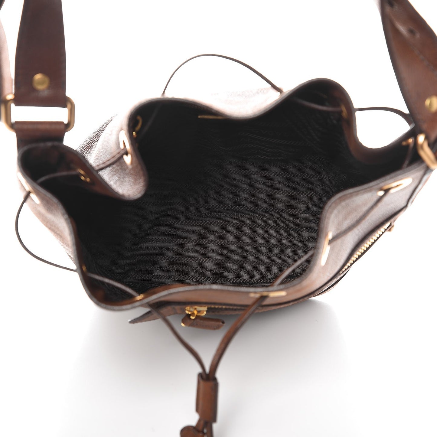 Vitello Daino Drawstring Bucket Brown