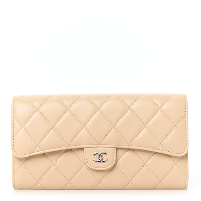 Chanel Lambskin Quilted CC Large Gusset Flap Wallet Beige 1 of 10