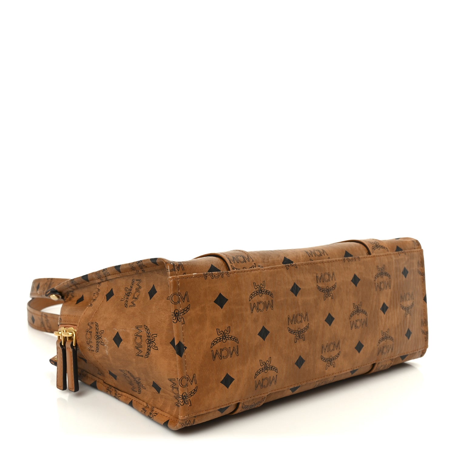MCM Visetos Aren Small School Bag Tote Cognac 1863427 – FASHIONPHILE
