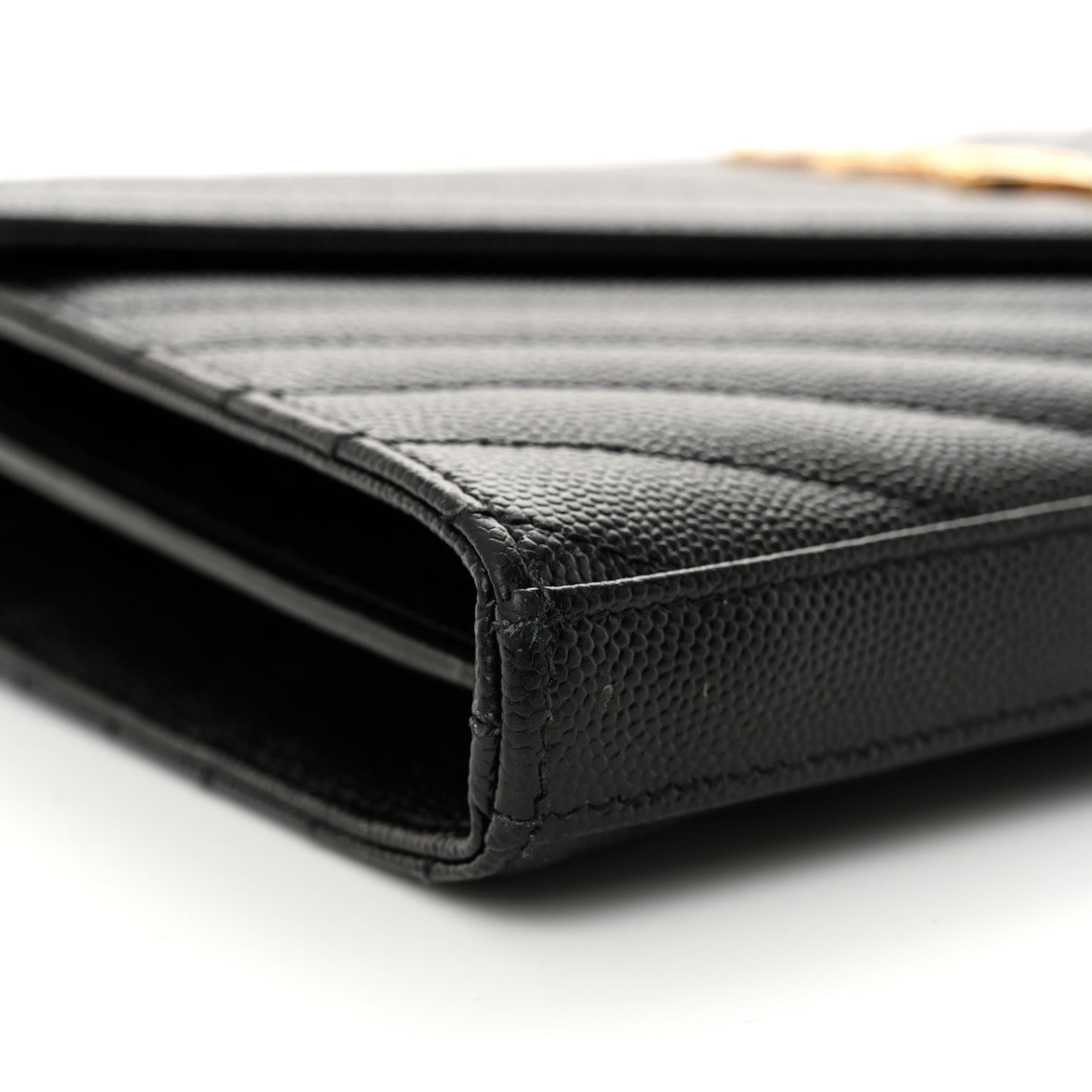 Grain De Poudre Matelasse Chevron Monogram Chain Wallet Black