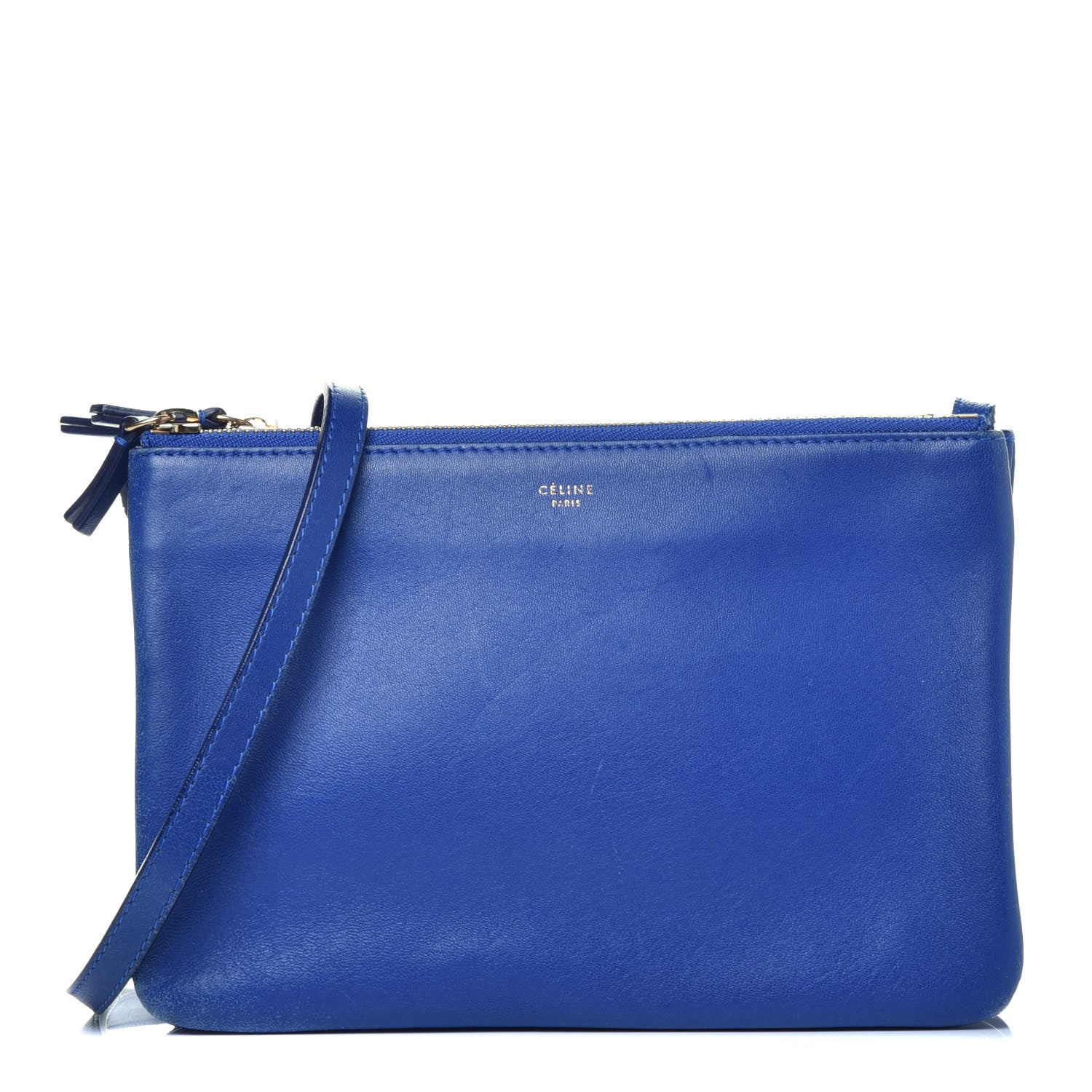 Celine Lambskin Small Trio Crossbody Bag Electric Blue 1 of 11
