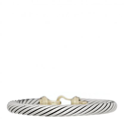 David Yurman Sterling Silver 14K Yellow Gold 7mm Cable Classic Buckle Bracelet 2 of 3