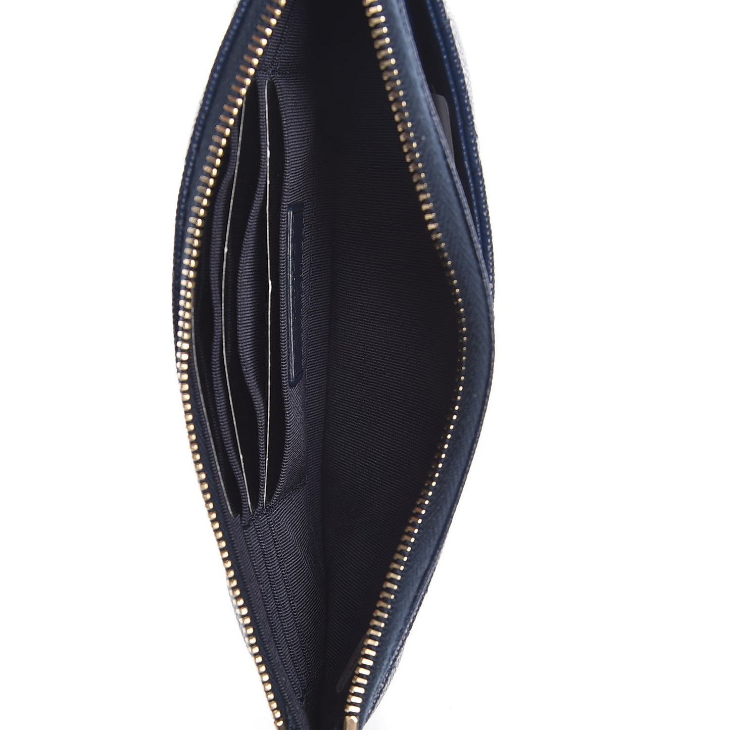 Iridescent Caviar Quilted Classic Zip Pouch Navy