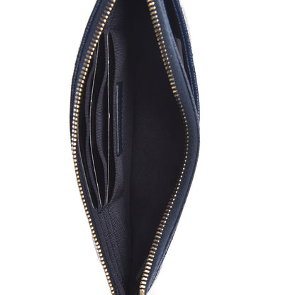 Chanel Iridescent Caviar Quilted Classic Zip Pouch Navy 5 of 8