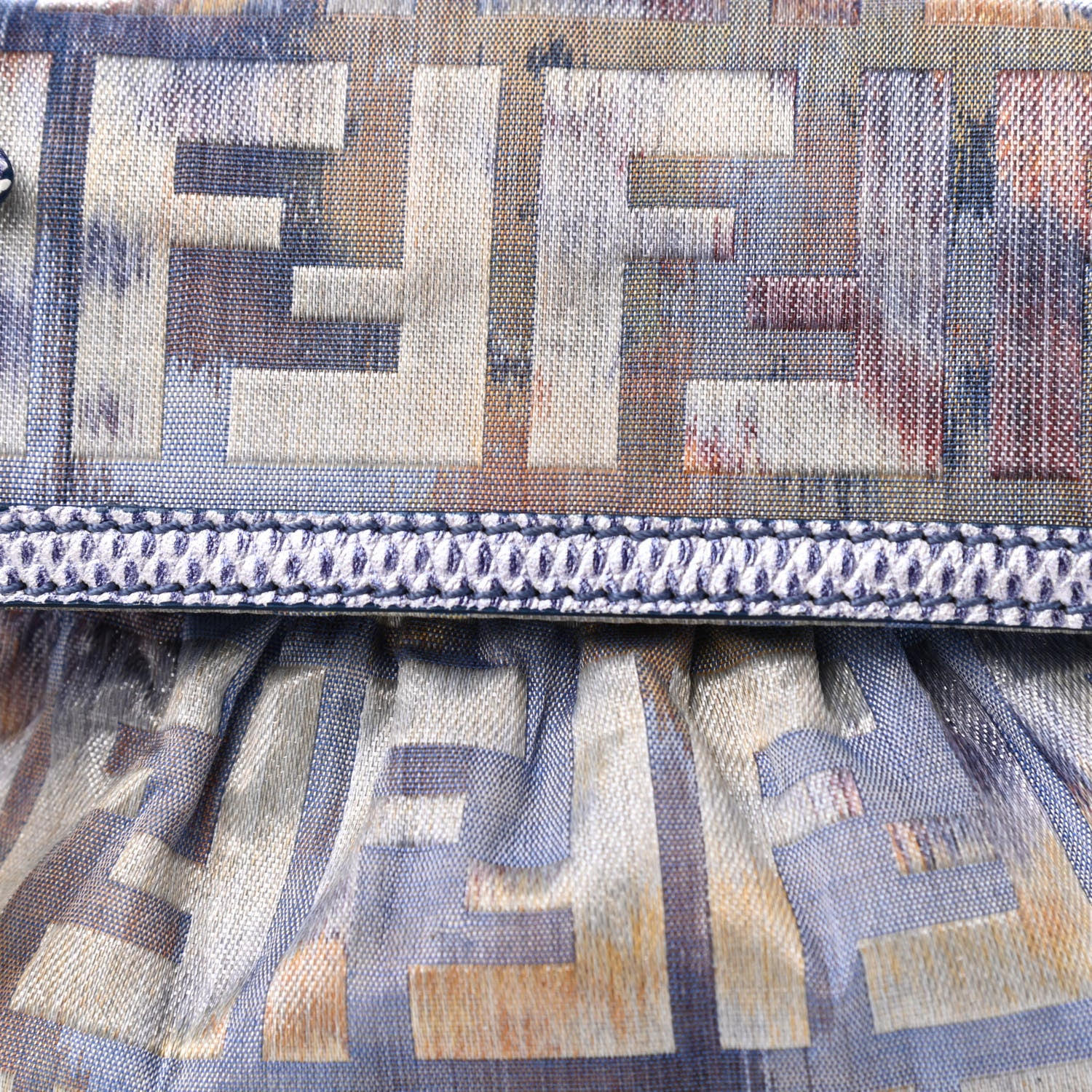 Fendi Zucca Vitello Lizard Embossed Mini Chef Shoulder Bag Celeste Multicolor Polvere 11 of 11