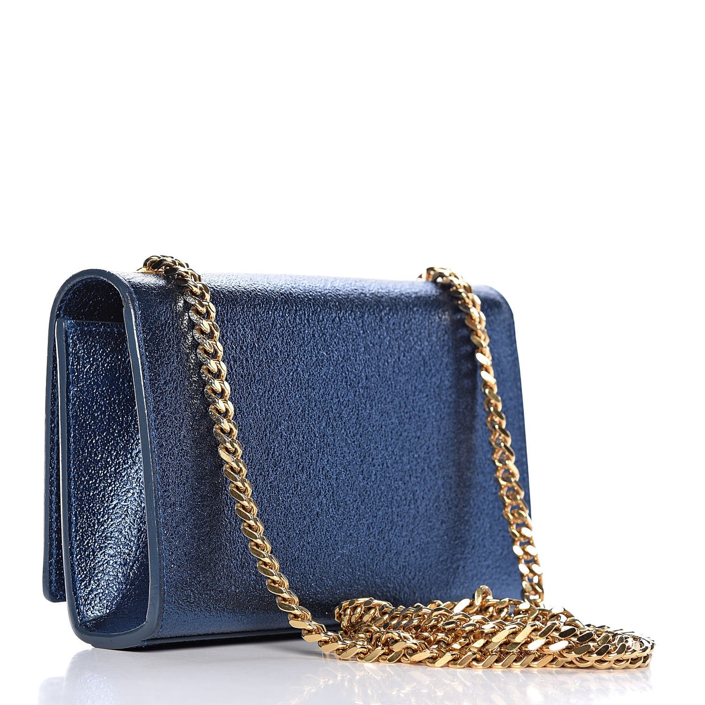 Metallic Calfskin Small Monogram Kate Satchel Navy