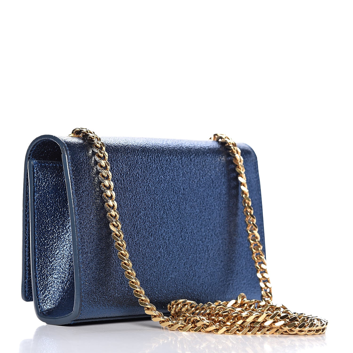 Saint Laurent Metallic Calfskin Small Monogram Kate Satchel Navy 3 of 11