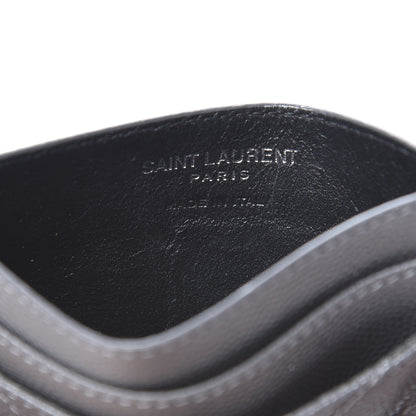 Saint Laurent Grain De Poudre Matelasse Chevron Monogram Credit Card Case Earth 6 of 9