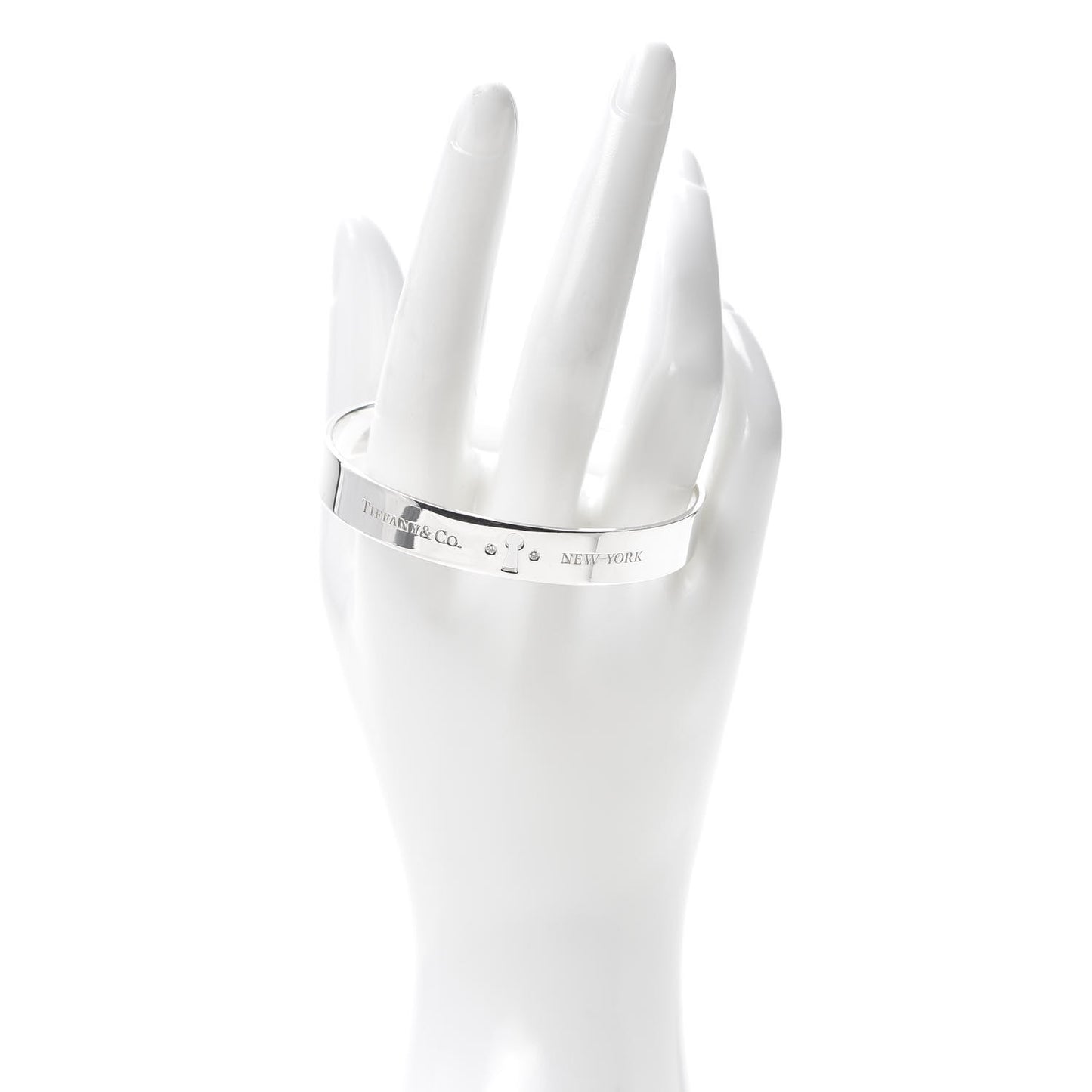 Sterling Silver Diamond Narrow Locks Bangle Bracelet