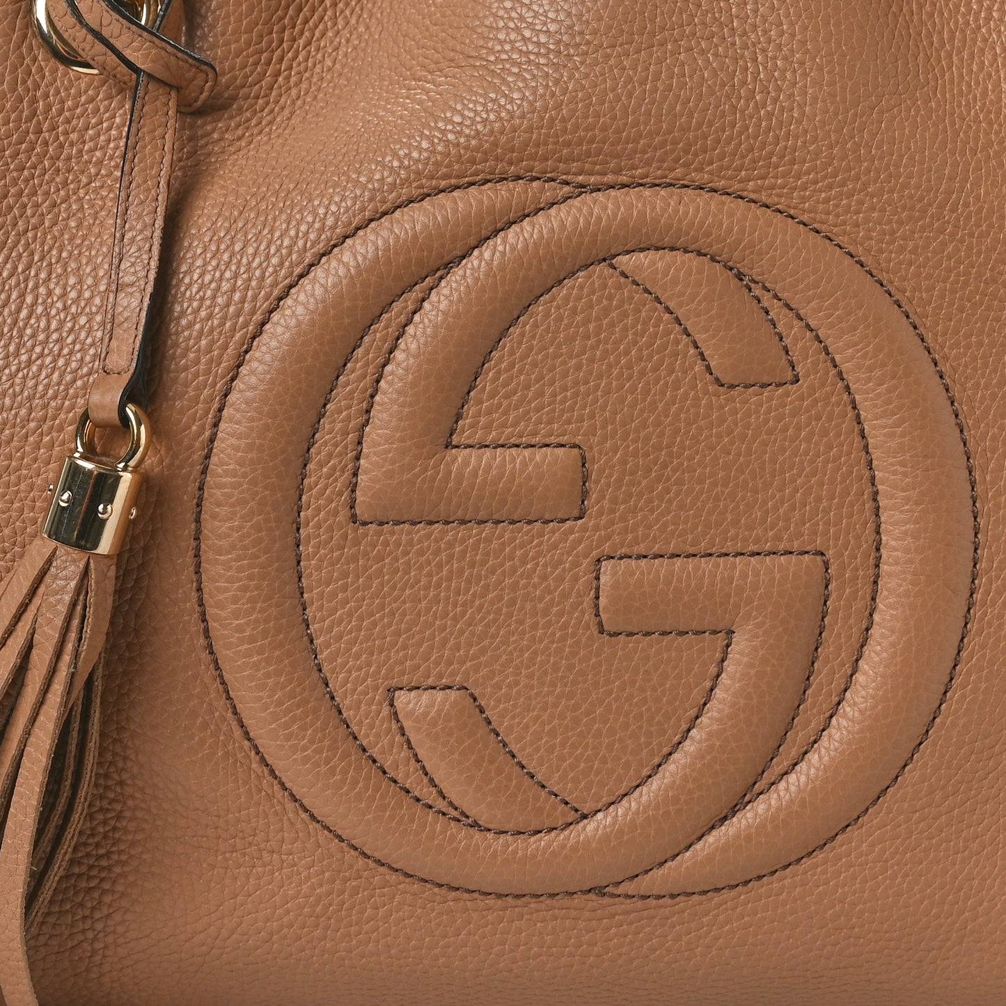 Pebbled Calfskin Medium Soho Chain Shoulder Bag Camelia