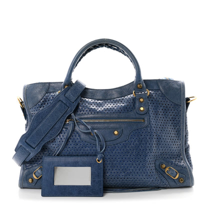 Balenciaga Agneau Classic Gold Hardware Perforated Dot City Atlantique 3 of 11