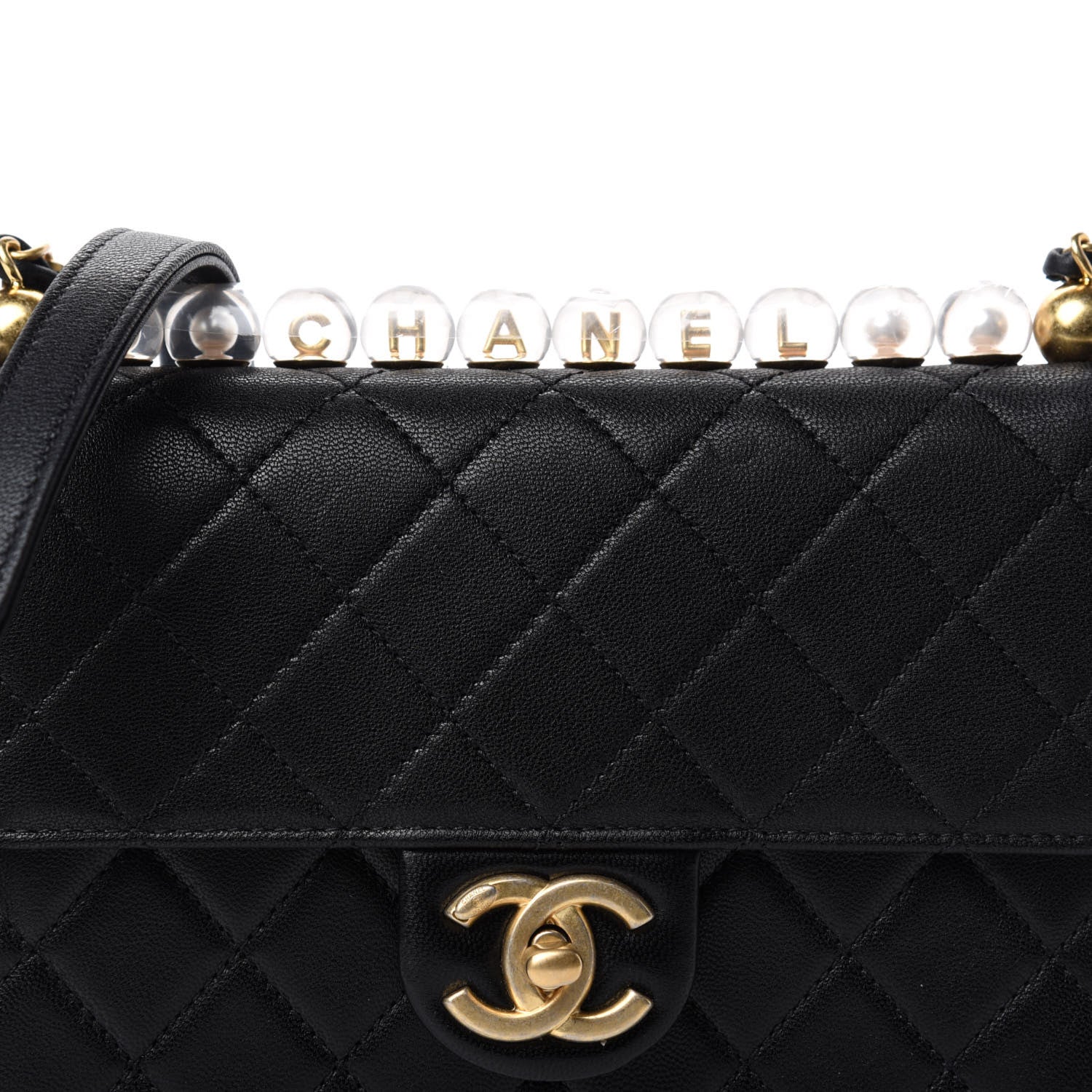 Chanel Lambskin Quilted Small Chic Pearls Flap Black 10 of 11