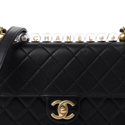 Chanel Lambskin Quilted Small Chic Pearls Flap Black 10 of 11