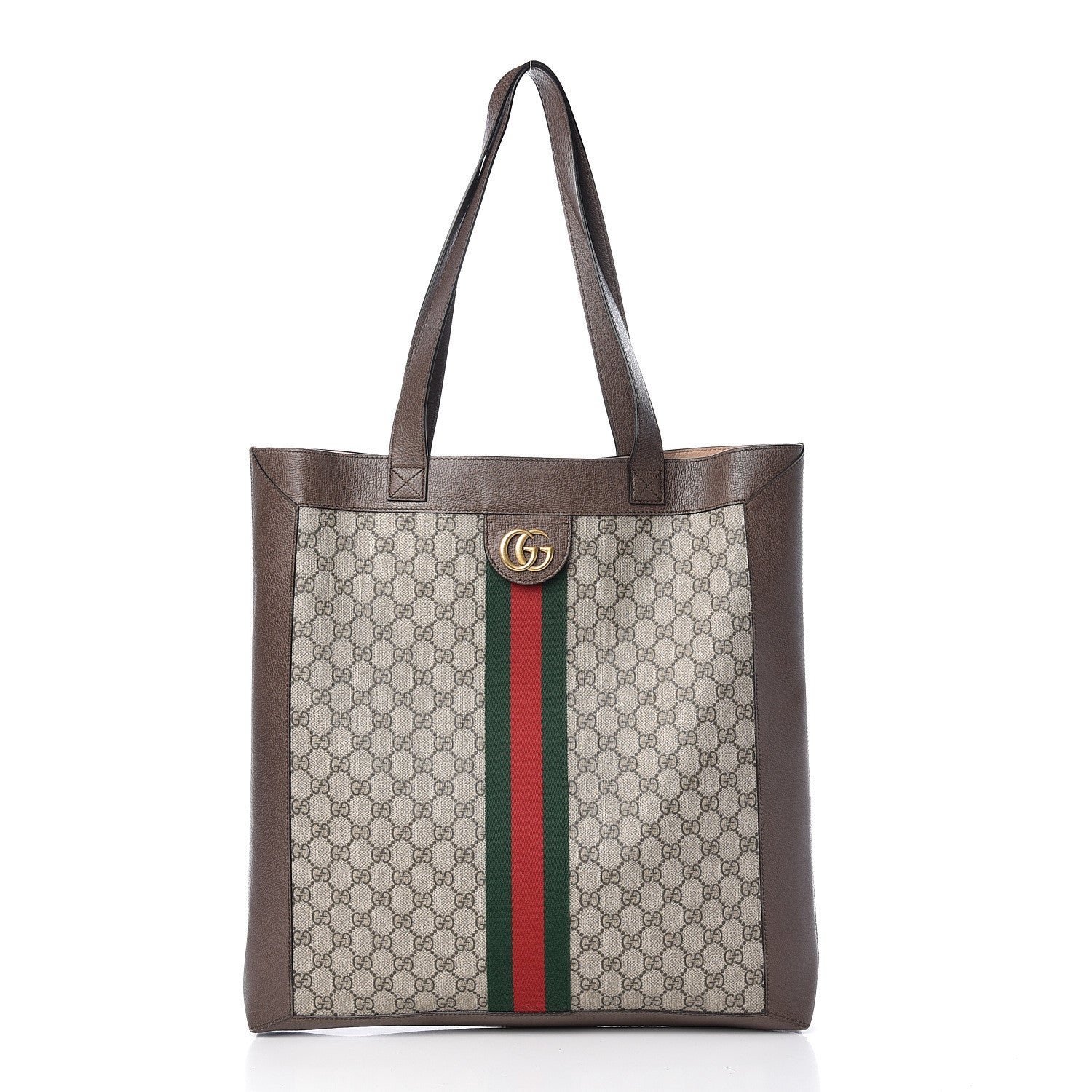 Gucci GG Supreme Monogram Web Large Ophidia Vertical Shopping Tote Brown 2 of 14
