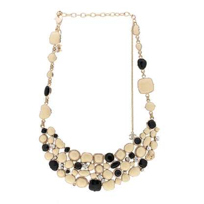 Chanel Crystal Resin Bib Necklace Black Ivory 3 of 6