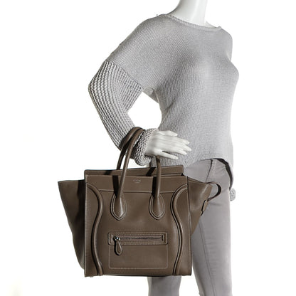 Celine Drummed Calfskin Mini Luggage Souris 2 of 8
