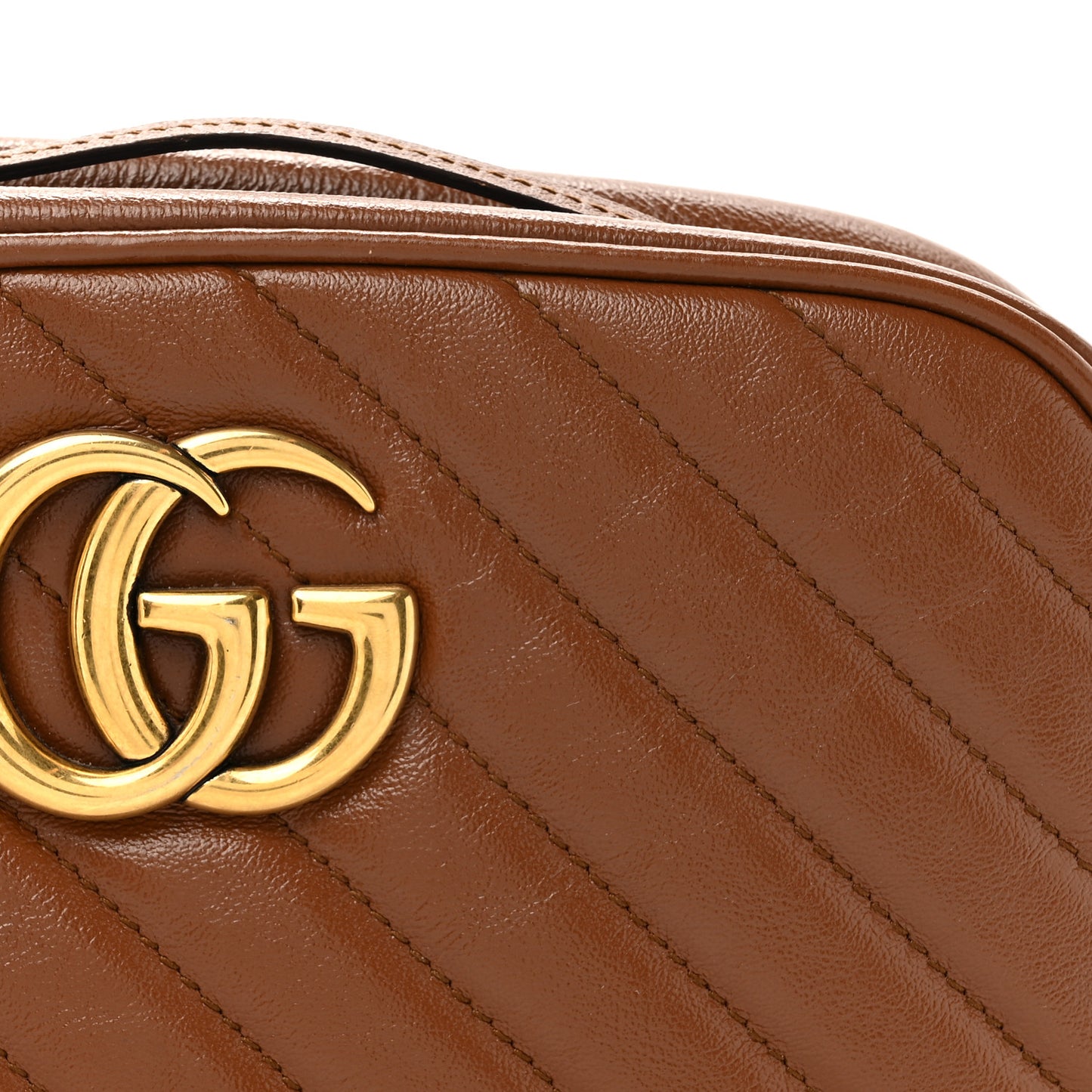 Glazed Calfskin Matelasse Diagonal Small GG Marmont Chain Shoulder Bag Cuir