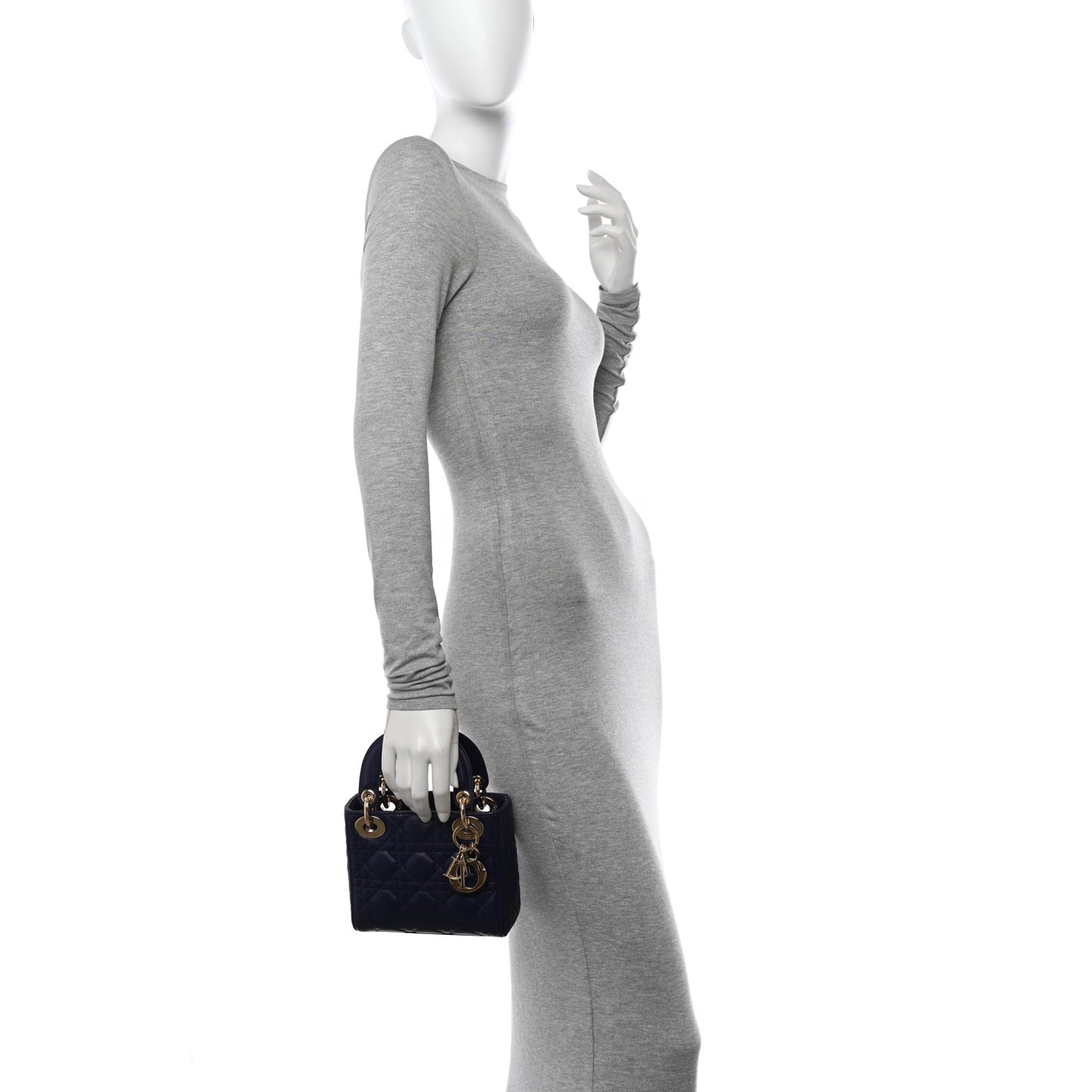Lambskin Cannage Mini Lady Dior Navy Blue