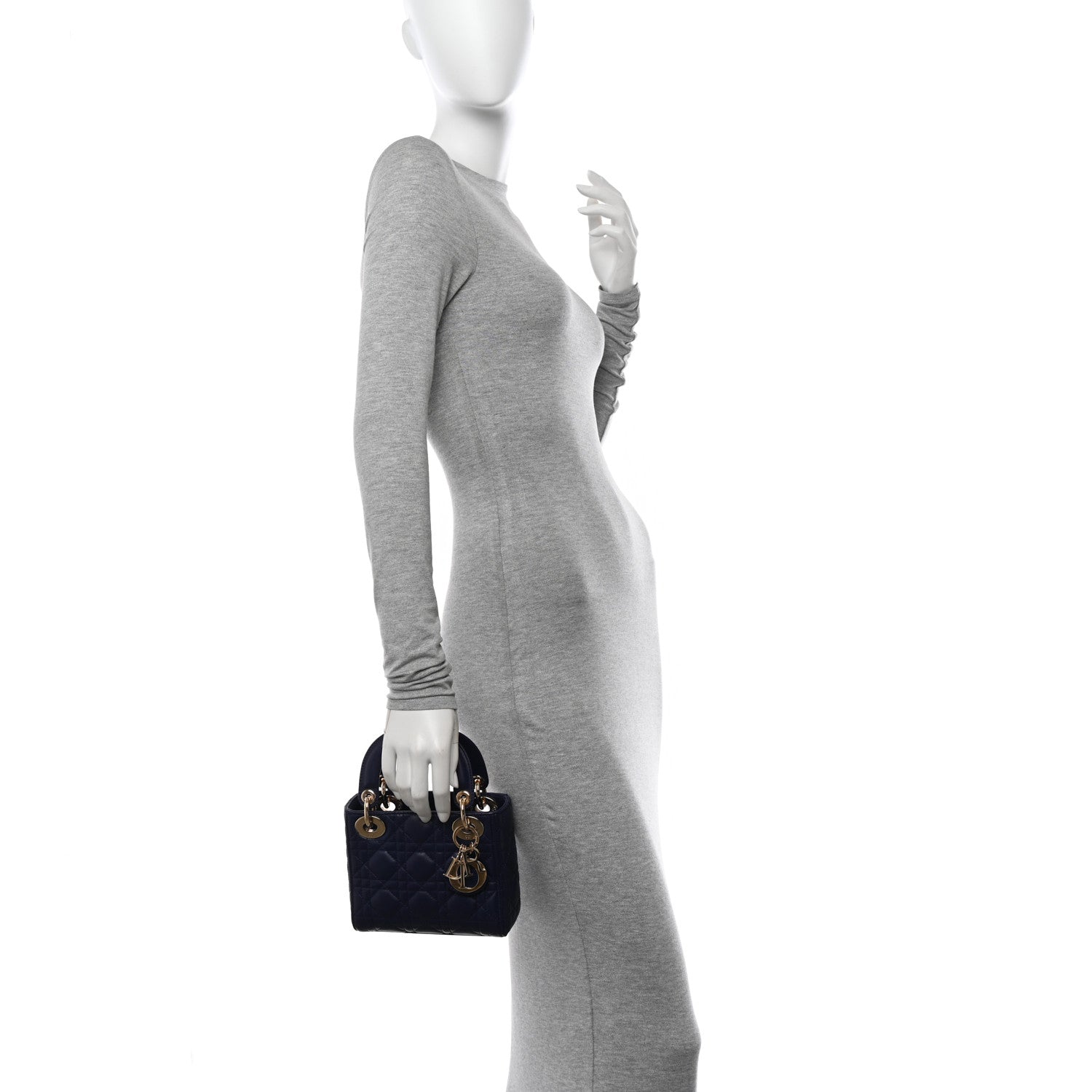Christian Dior Lambskin Cannage Mini Lady Dior Navy Blue 2 of 11