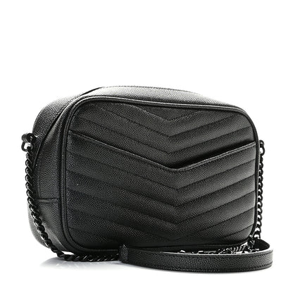 Saint Laurent Grain De Poudre Matelasse Monogram Mini Lou Camera Bag Black 2 of 11