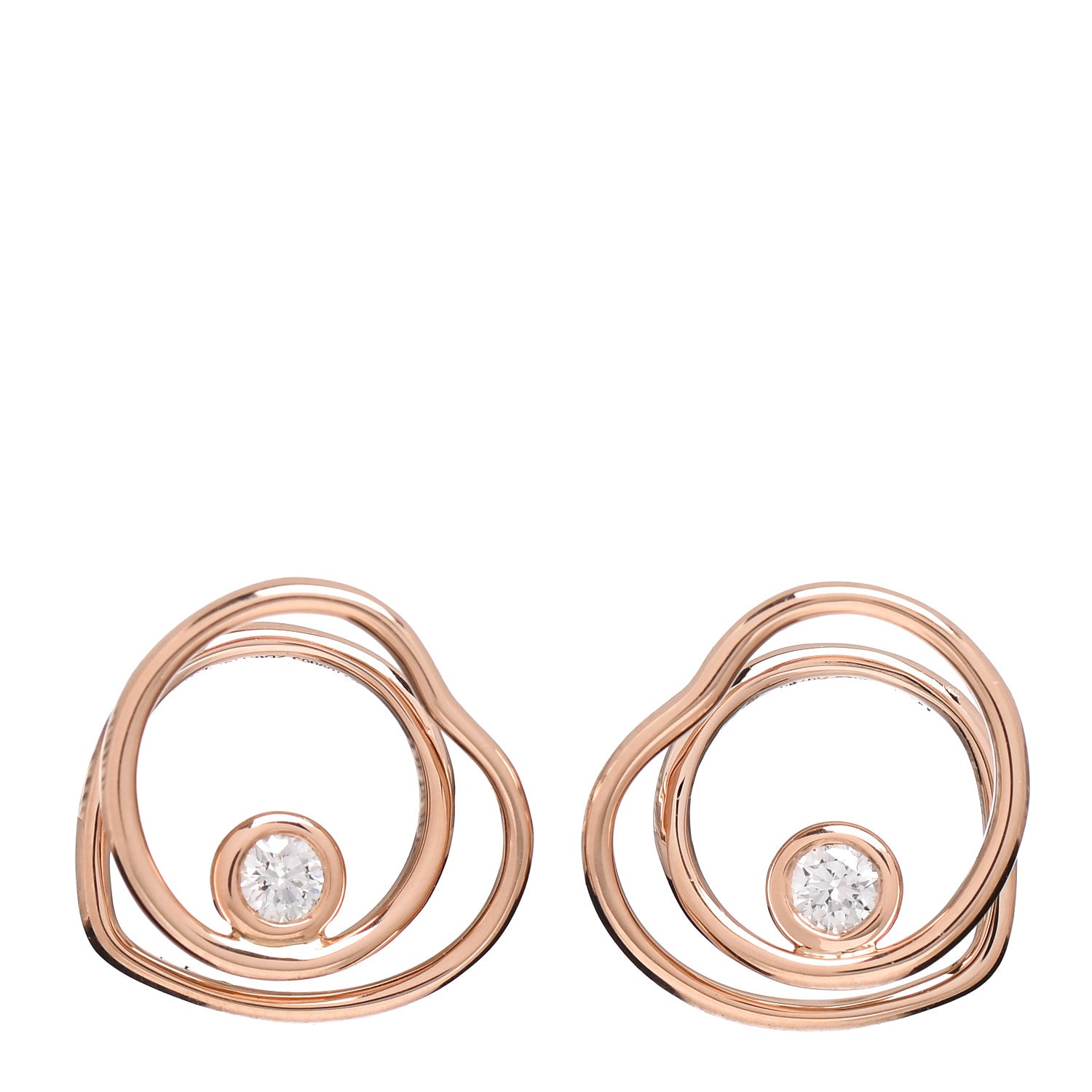 Hermes 18K Rose Gold Diamond TPM Vertige Coeur Earrings 1 of 5