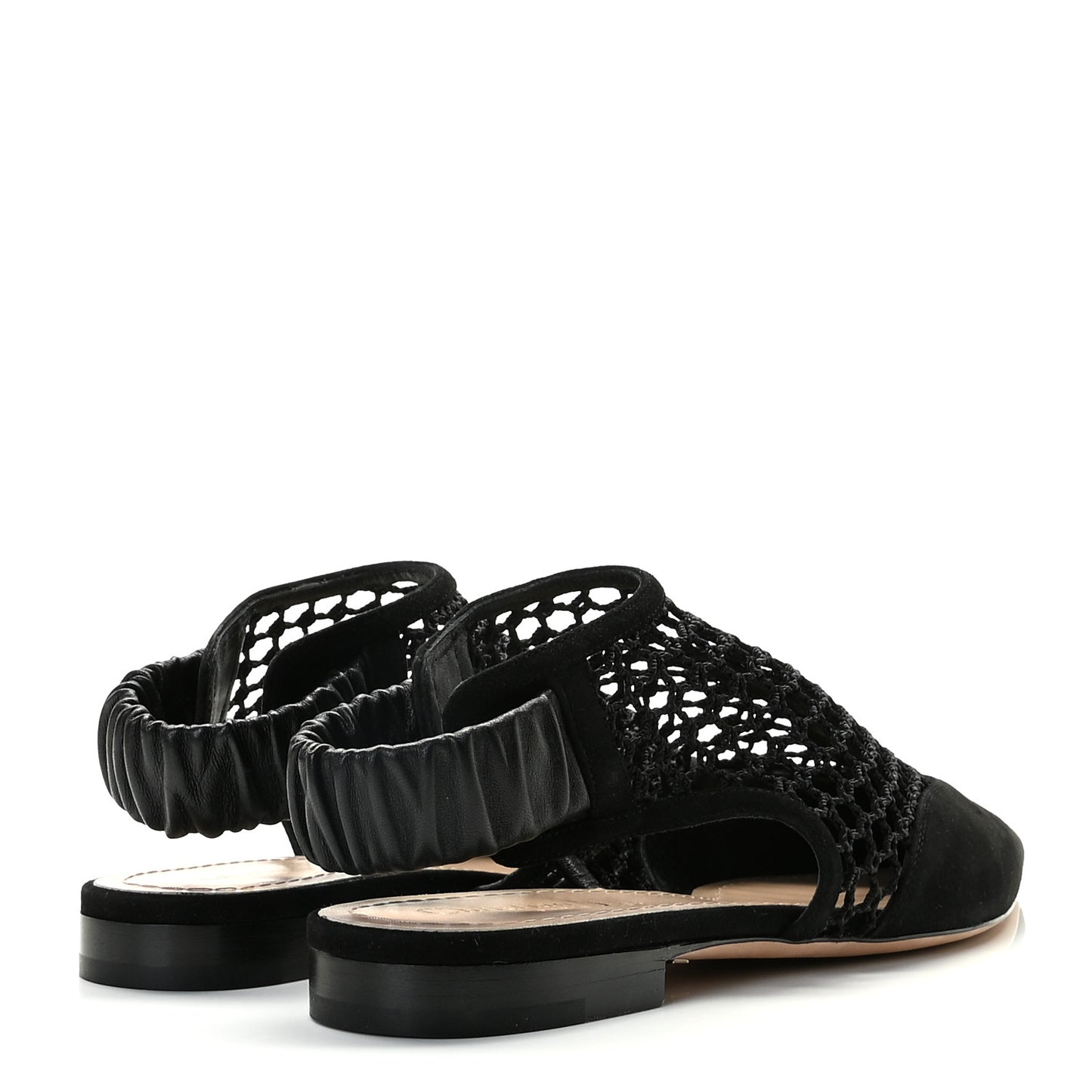 Suede Resille Dior-I Slingback Flats 38 Black
