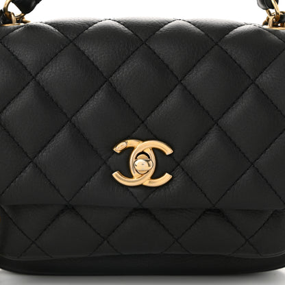 Chanel Calfskin Quilted Top Handle Flap Black 8 of 11