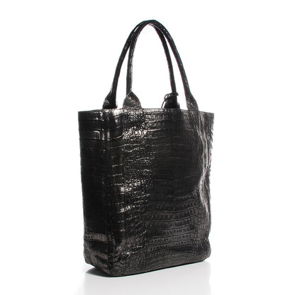 Nancy Gonzalez Metallic Crocodile Medium Leaf Tote Black 3 of 8