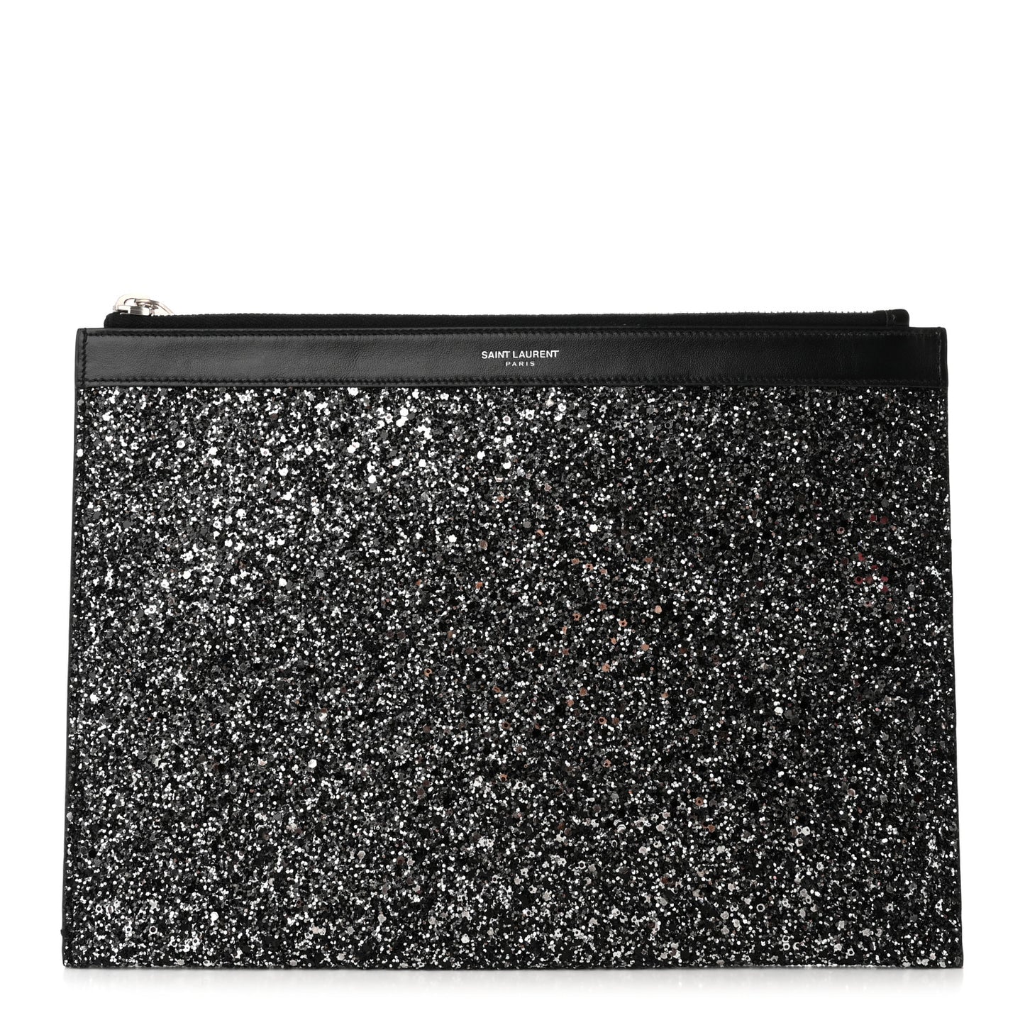 Calfskin Glitter Zipped Tablet Holder Black