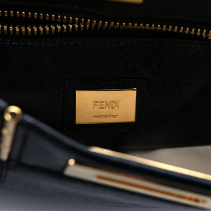 Fendi Agnello Old Shine Medium Peekaboo Iconic Satchel Black 13 of 17