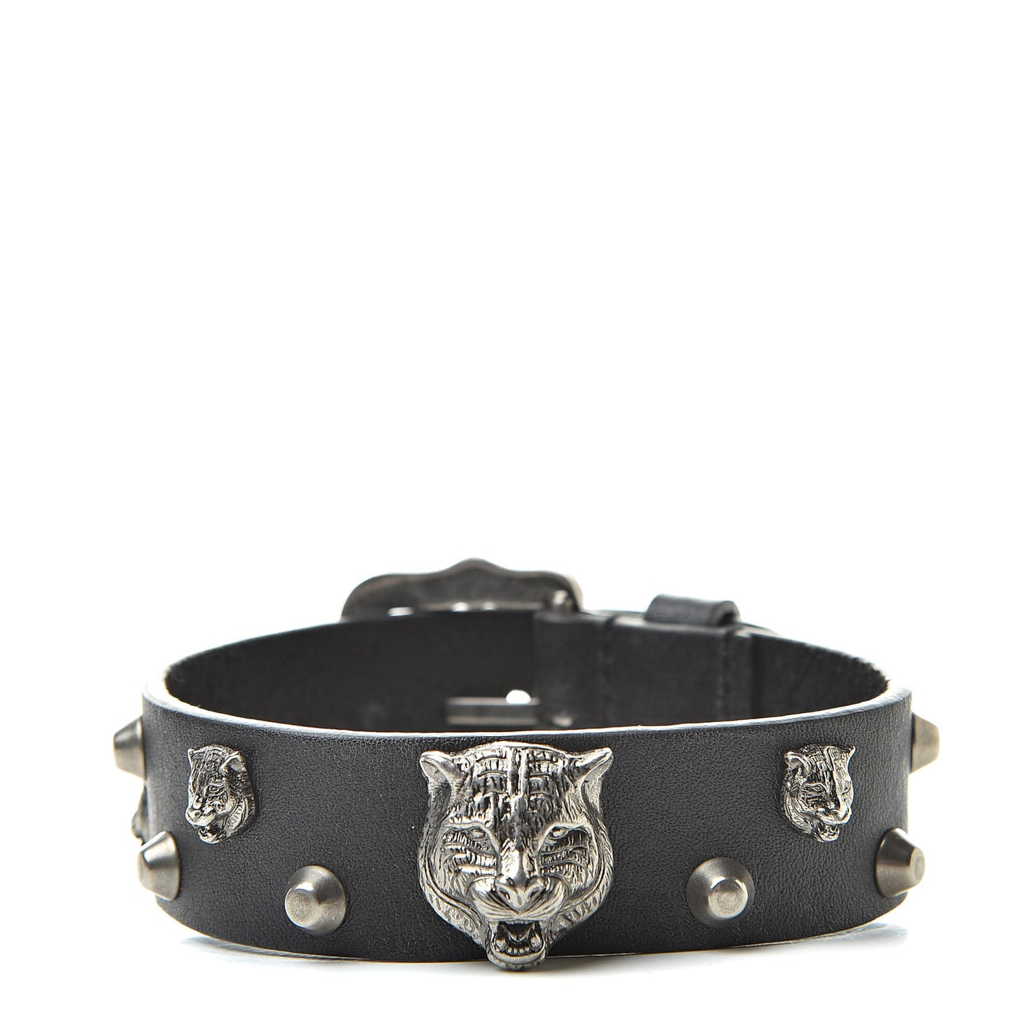 Calfskin Feline Heads Bracelet Black