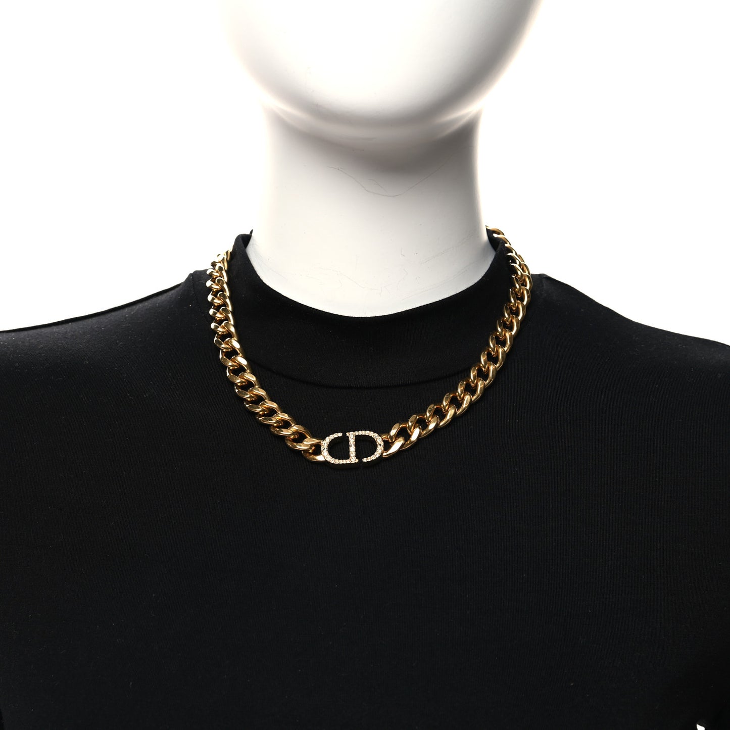 Metal Crystal 30 Montaigne Necklace Gold