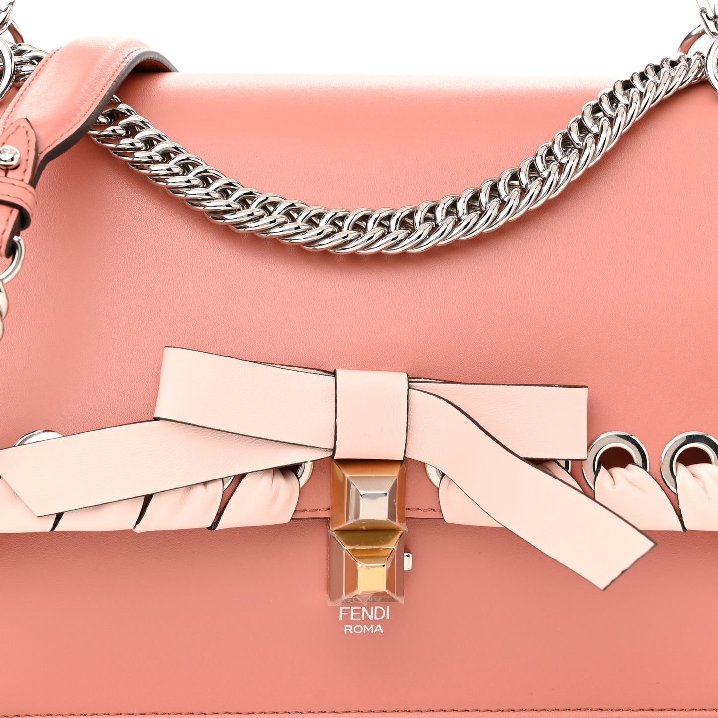 Vitello Liberty Shiny Nappa Lace Up Bow Kan I Shoulder Bag Macaron Confetto