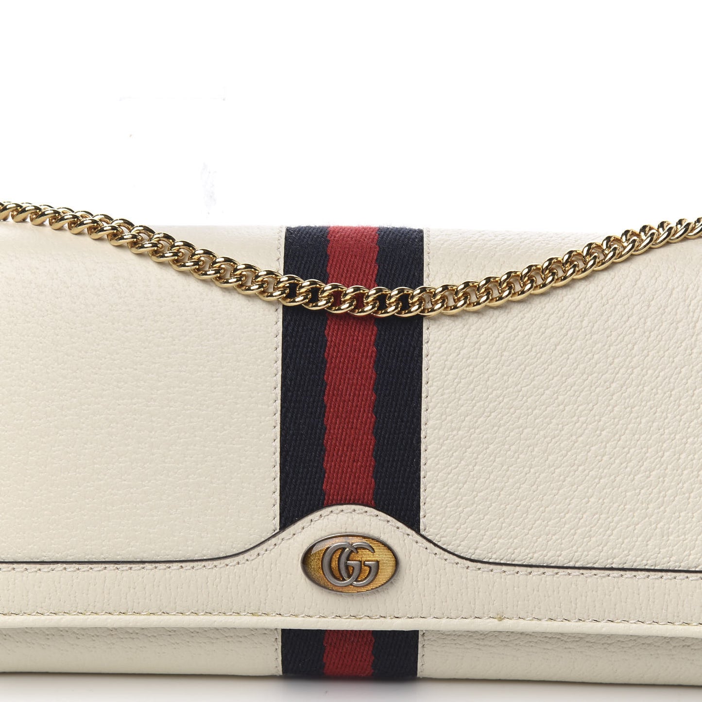 Textured Calfskin Web Ophidia Wallet On Chain Mystic White
